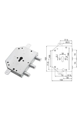 European cylinder security door lock for Cr Torterolo 3 pins only spindle